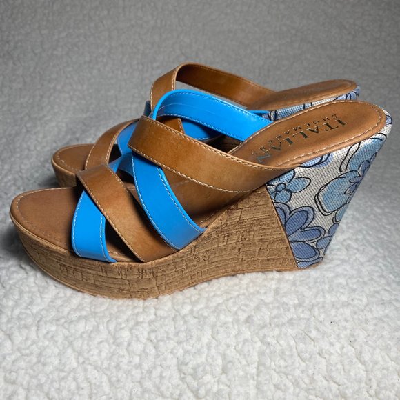 Italian Shoemakers Shoes - Italian Shoemakers Cork Floral Wedge Size 9
